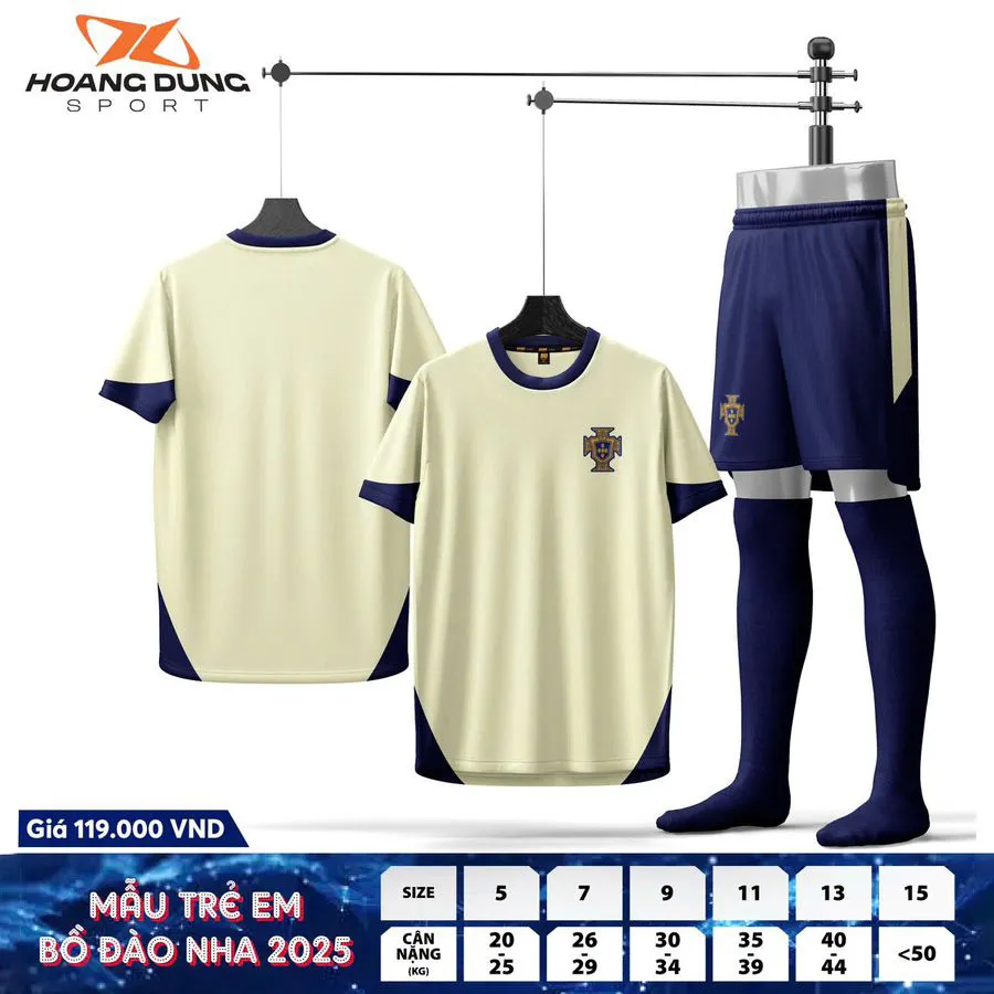 QA Trẻ em HD Bồ Đào Nha 2025 Lớn (Vàng, S)